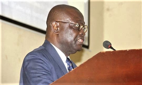 Prof. Ebenezer Oduro Owusu addressing the fresh students